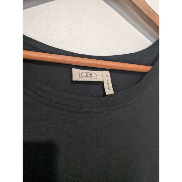 LOGO Lori Goldstein Women's Black Embellished Floral Tunic Top S 3/4 Sleeve - Picture 5 of 5